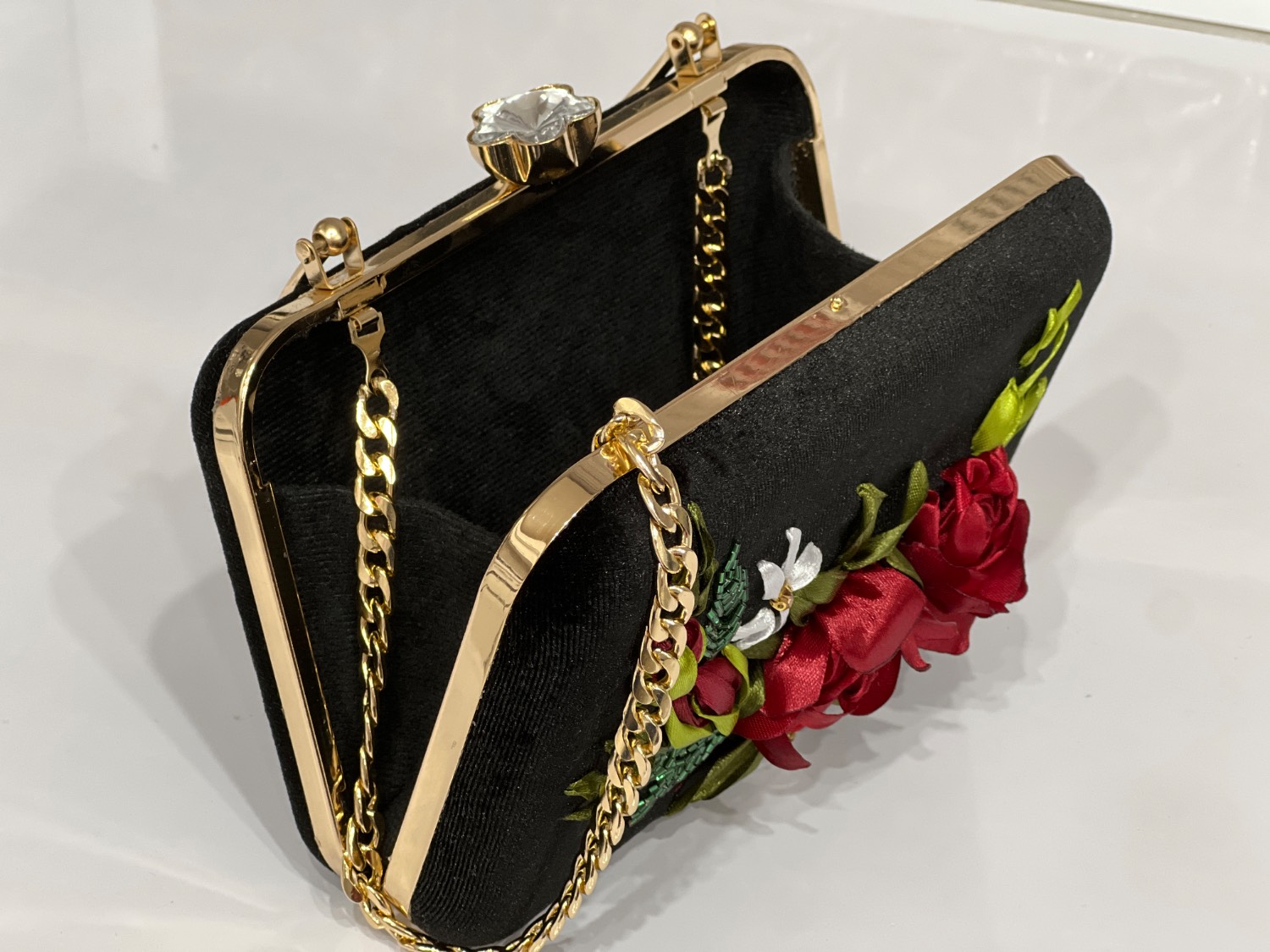کیف مجلسی کلاچ روبان دوزی برند نارسیس مدل 6۵